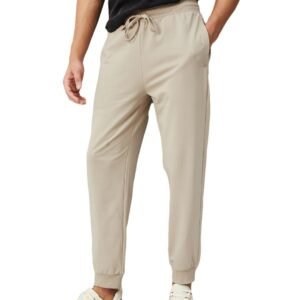 Men Solid Athleisure Joggers (Beige_M)