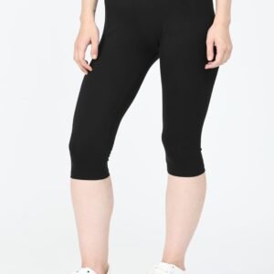 Women Mid Rise Premium Cotton Lycra Stretchable Capris Leggings (XL, Black)