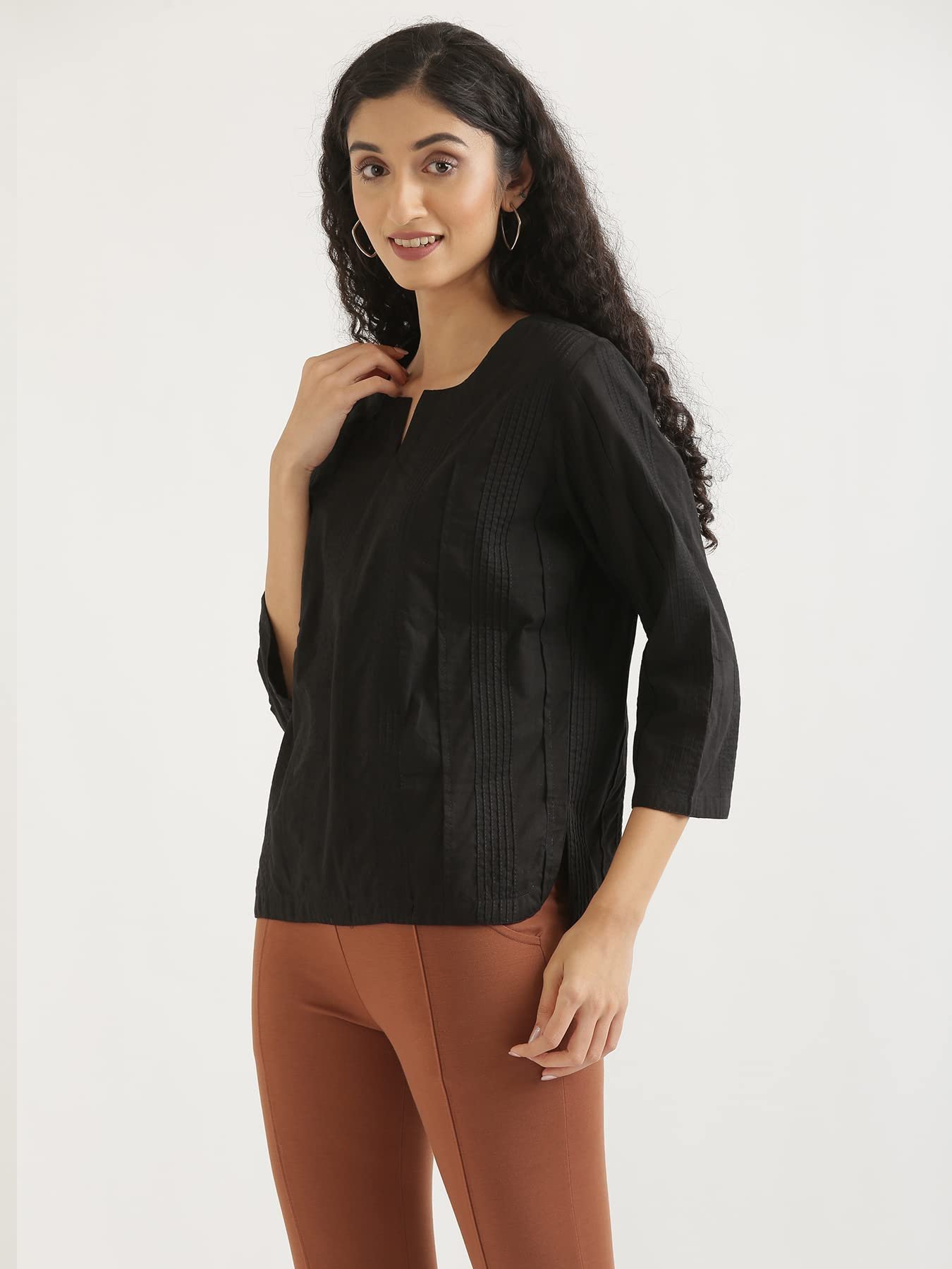 Everyday Cotton Top for Women | Regular Solid Color | Casual/Office Wear (4XL, Black) - Image 2