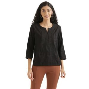 Everyday Cotton Top for Women | Regular Solid Color | Casual/Office Wear (4XL, Black)