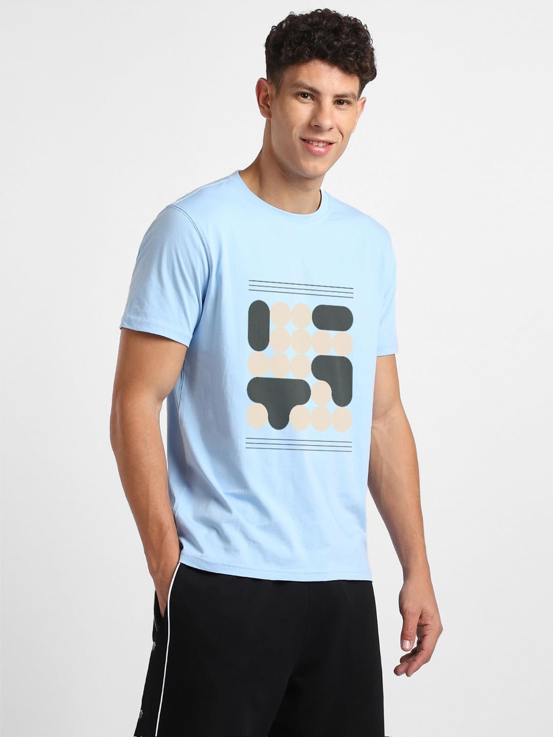 Men Printed Cotton T-Shirt(1M-TWTS-C0836-PBL2_Powder Blue) - Image 3