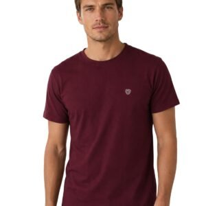 Maroon Solid Cotton Round Neck Tshirt for Men (Size: X-Large)