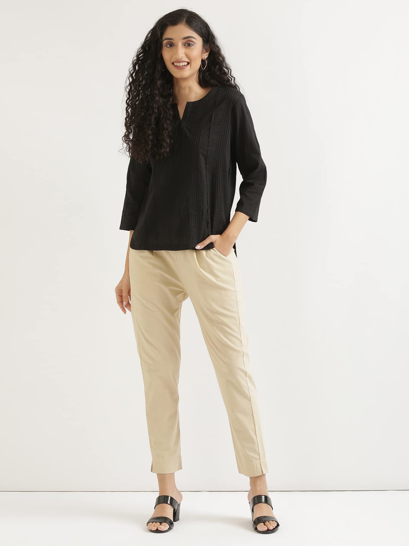Everyday Cotton Top for Women | Regular Solid Color | Casual/Office Wear (4XL, Black) - Image 7