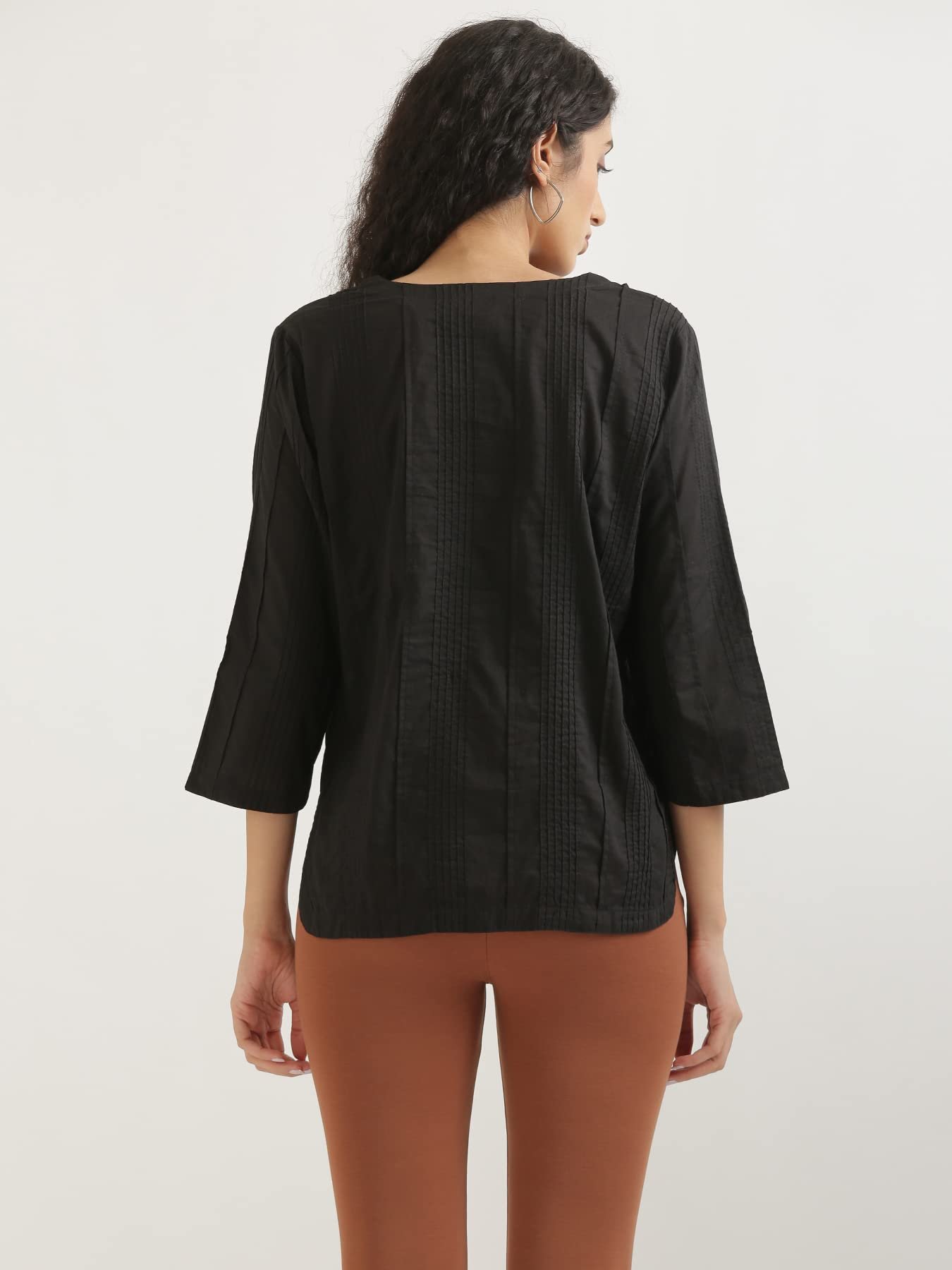 Everyday Cotton Top for Women | Regular Solid Color | Casual/Office Wear (4XL, Black) - Image 3