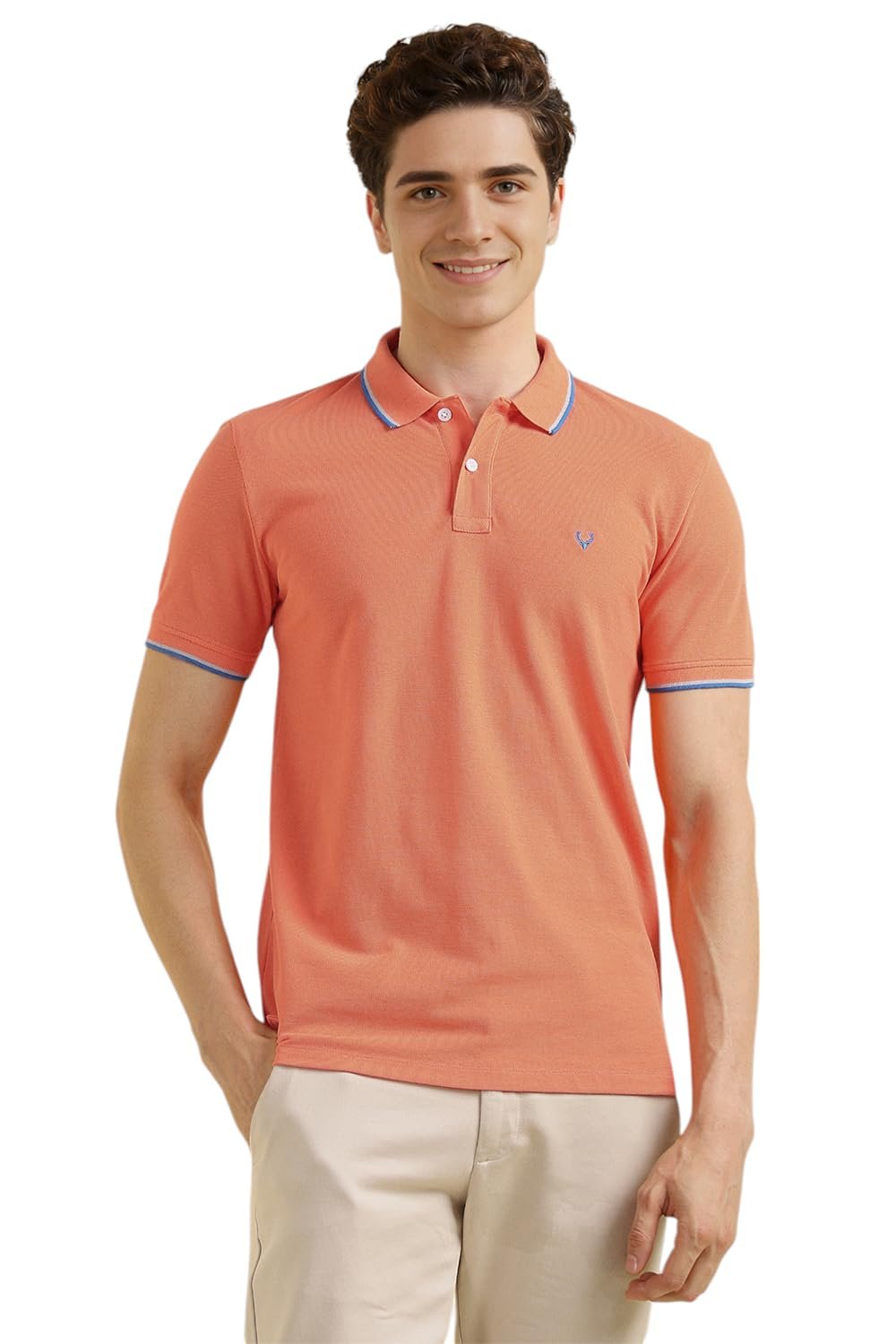 Men's Regular fit Solid Polo T-Shirt (ASKPQRGF759748_Peach)