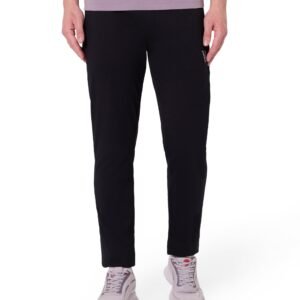 Athleisure Men Regular Fit Mid Rise Trackpants - Cotton Rich - Smart Tech, Easy Stain Release, Anti Stat, Ultra Soft, Moisture Wicking_50052_Black_XL