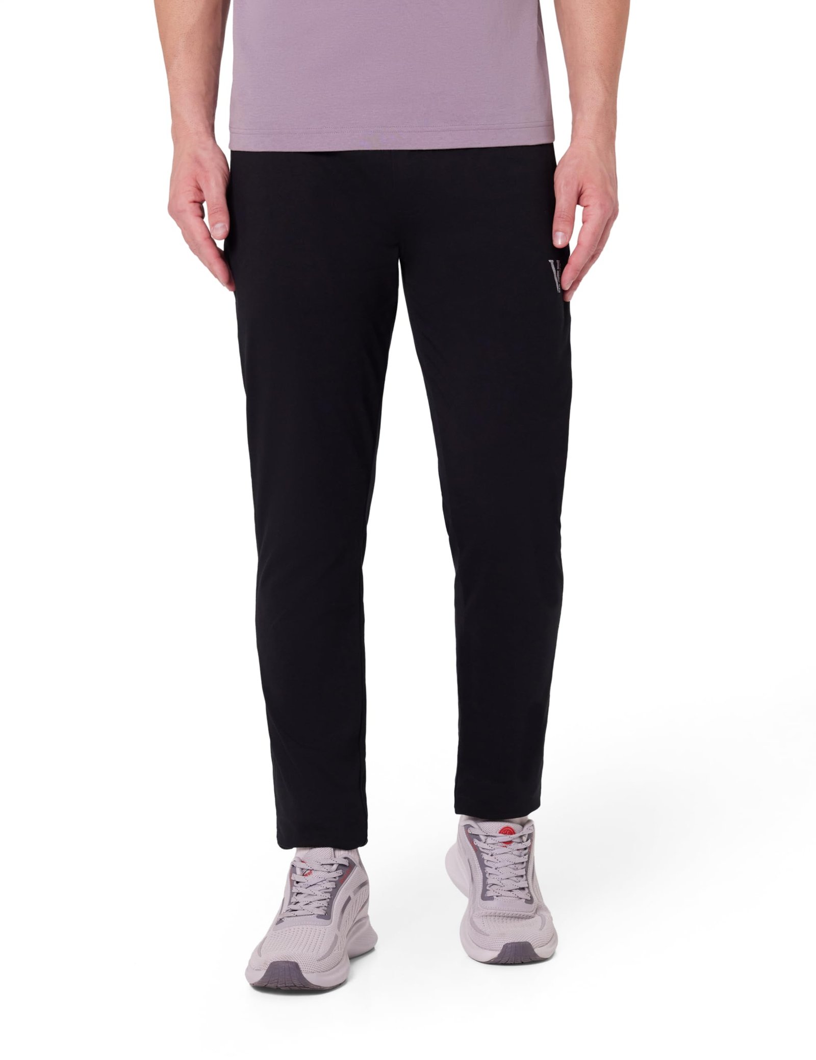Athleisure Men Regular Fit Mid Rise Trackpants - Cotton Rich - Smart Tech, Easy Stain Release, Anti Stat, Ultra Soft, Moisture Wicking_50052_Black_XL
