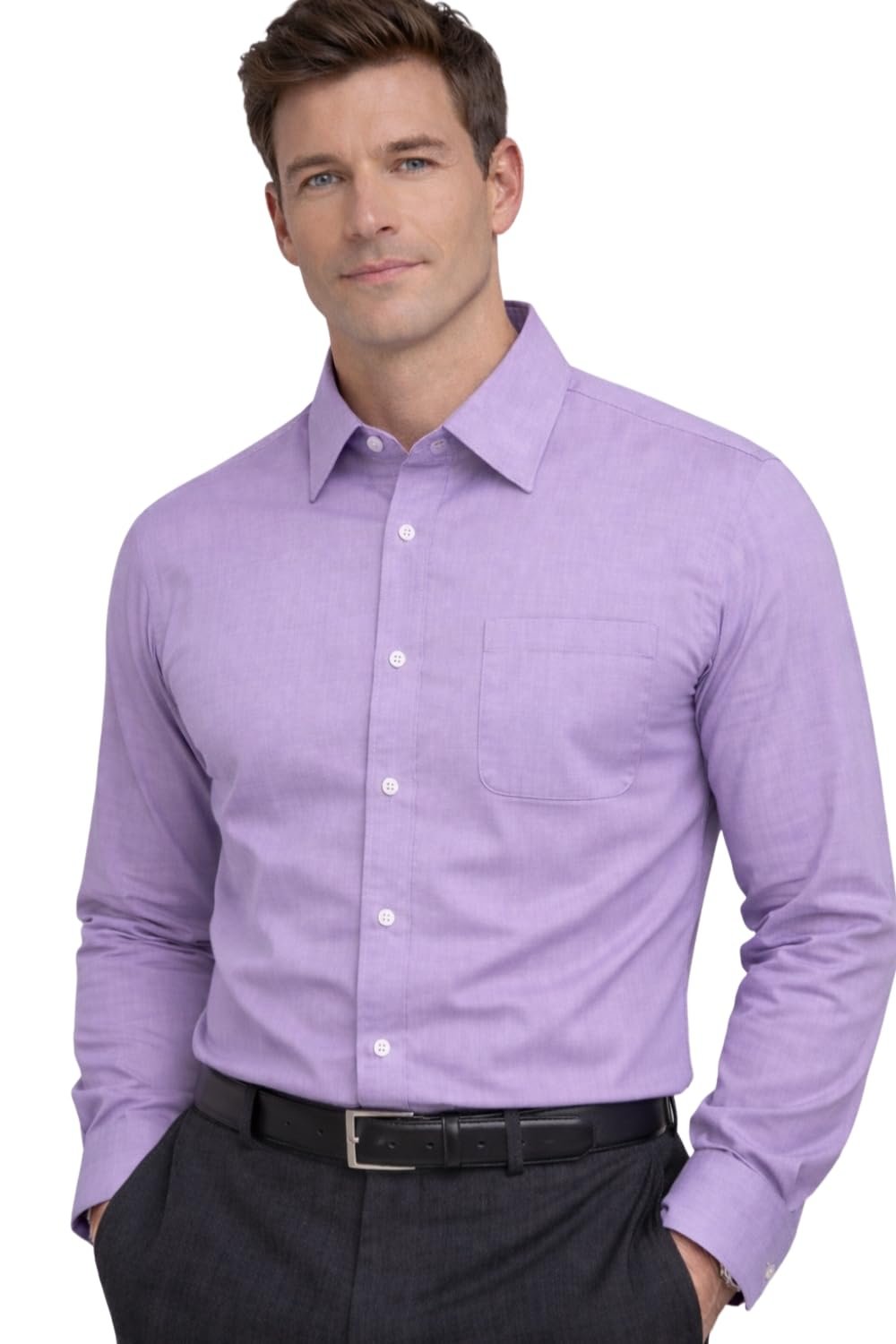 Men's Cotton Solid Slim Fit Shirt (Lpsfmslf508234_Lilac,42