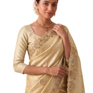 Women's Festive Banarasi Silk Embroidery Saree with Unstitched Banarasi Silk Blouse(6452_2)