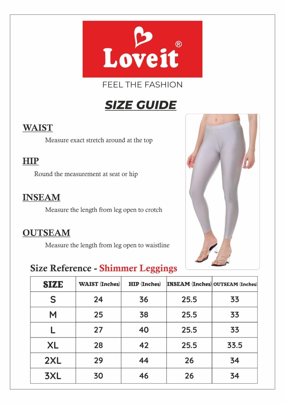 Loveit Ankle Length Shimmer Leggings for Women (Silver; S) - Image 7