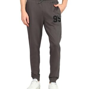 Men's Mid Rise Cotton Blend Joggers Track Pants | French Terry | Zipper Pocket | Casual, Gym & Lounge Wear (Cement_2XL)