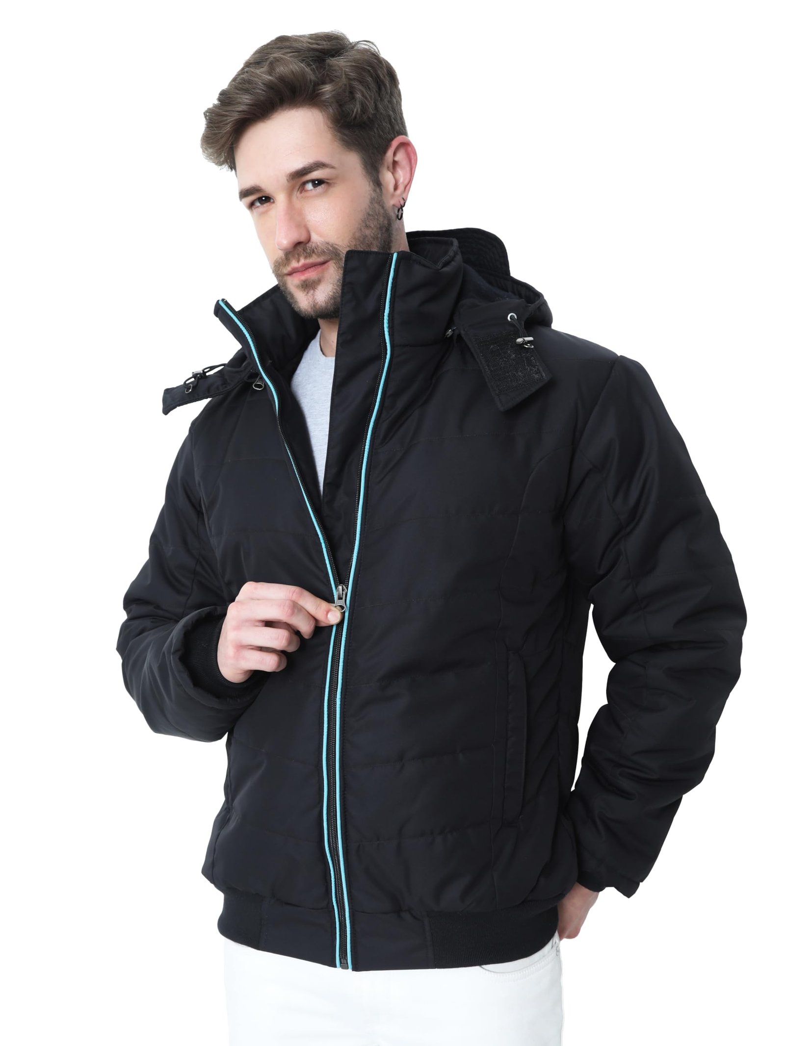 Wool Men's Hooded Winter Jacket - Waterproof and Snowproof (XXX-Large), Black