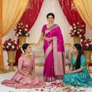 Women Saree Farewell Banarasi SarI Designer Fancy Heavy Zari Work, Traditional Floral Pattern