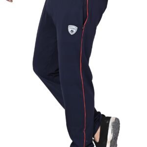 SK Wardrobe Men’s Solid Cotton Track Pants with Full Elastic Waist, Regular Fit Casual Lower for Gym, Sports, Jogging, Lounge (XL, Navy Blue)