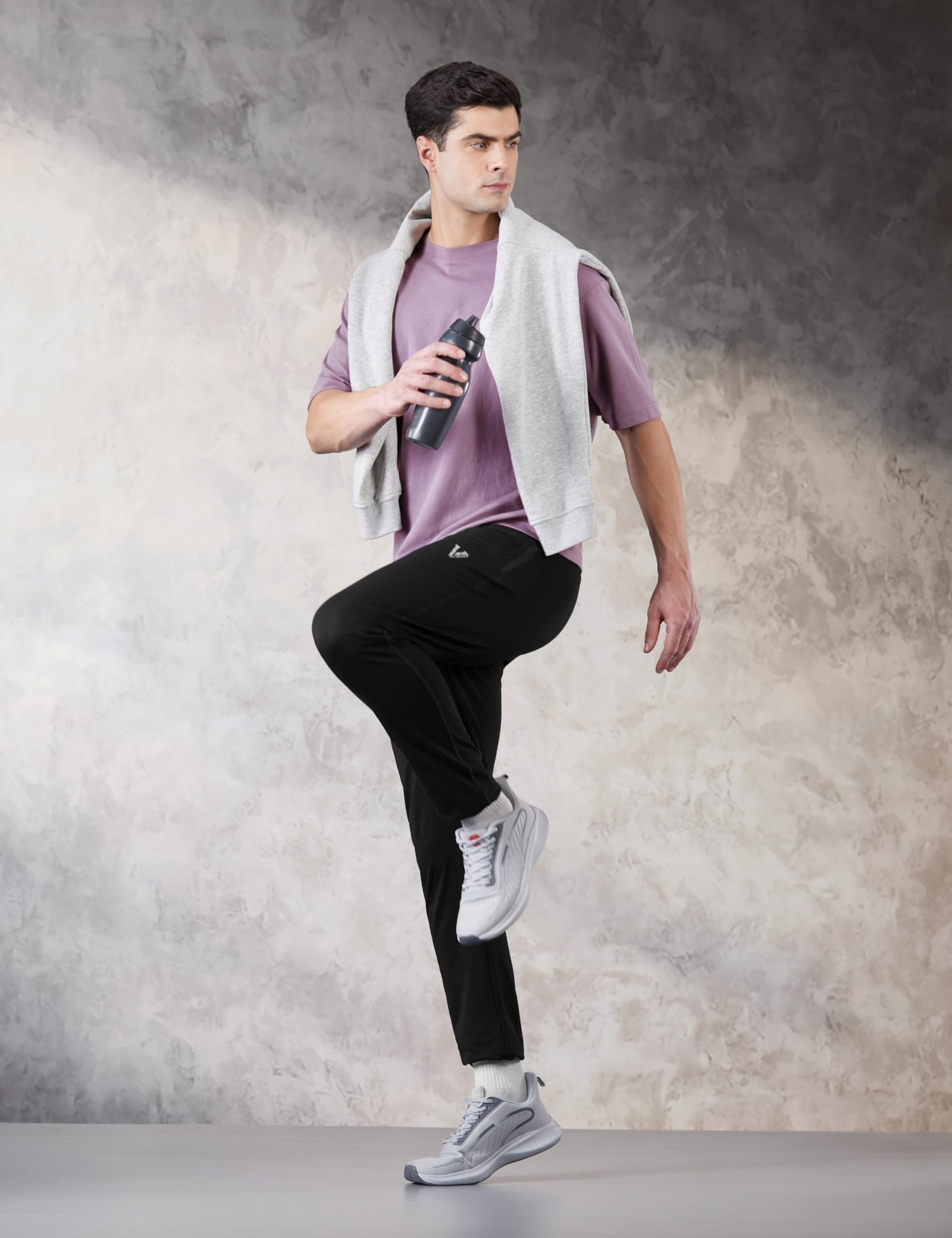 Athleisure Men Regular Fit Mid Rise Trackpants - Cotton Rich - Smart Tech, Easy Stain Release, Anti Stat, Ultra Soft, Moisture Wicking_50052_Black_XL - Image 2