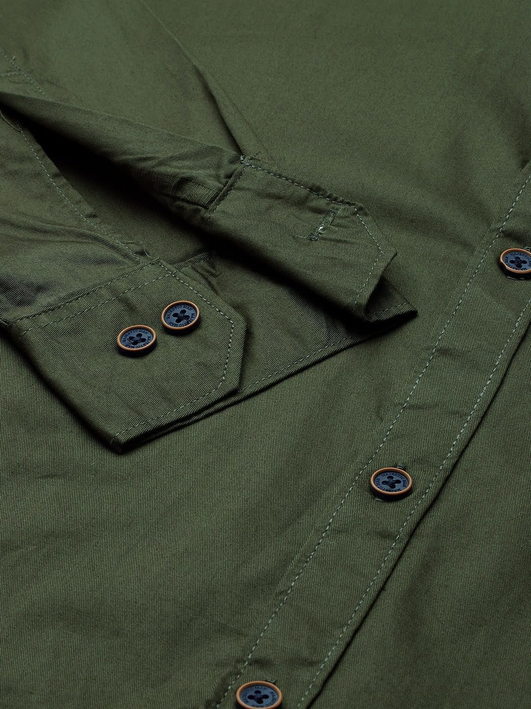 Classic Slim Fit Pure Cotton Casual Shirt (Medium, Olive, Men) - Image 6